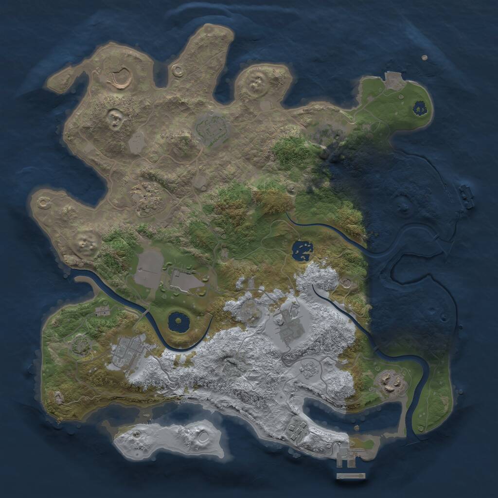 Rust Map: Procedural Map, Size: 3500, Seed: 998426592, 16 Monuments