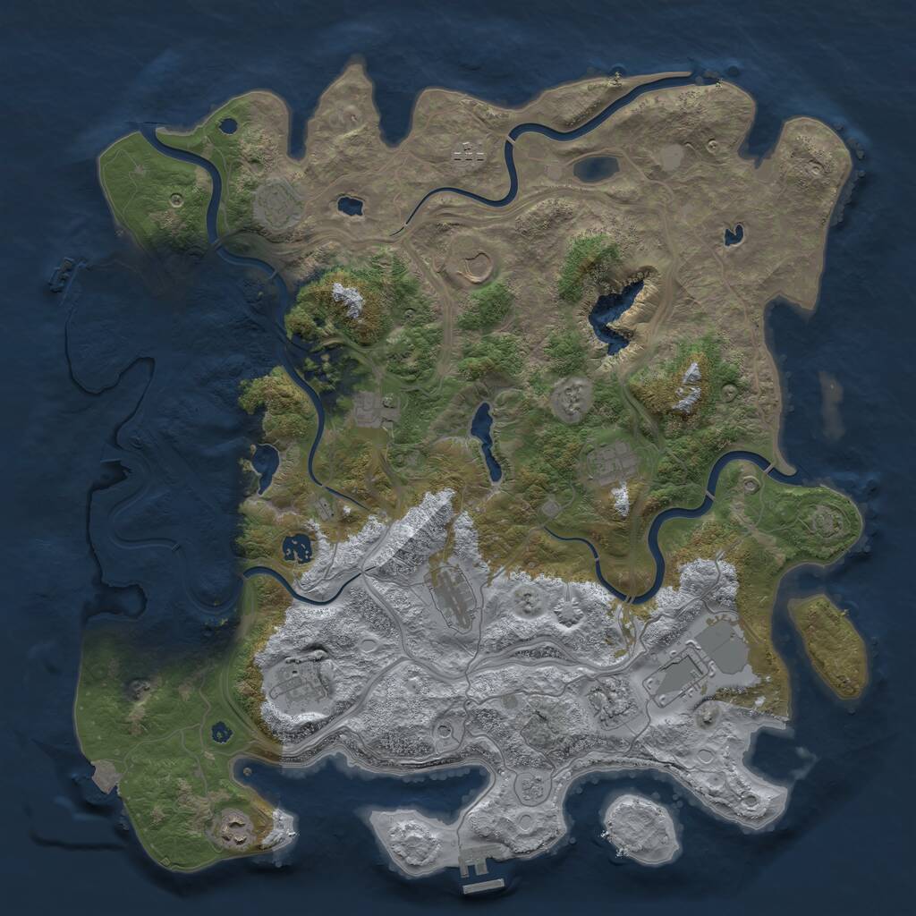 Rust Map: Procedural Map, Size: 4500, Seed: 55488927, 17 Monuments