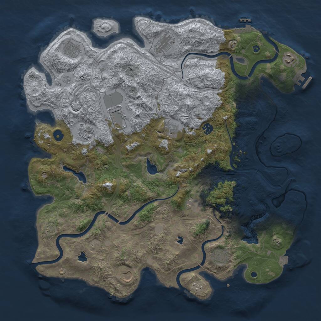 Rust Map: Procedural Map, Size: 4500, Seed: 1256112396, 17 Monuments