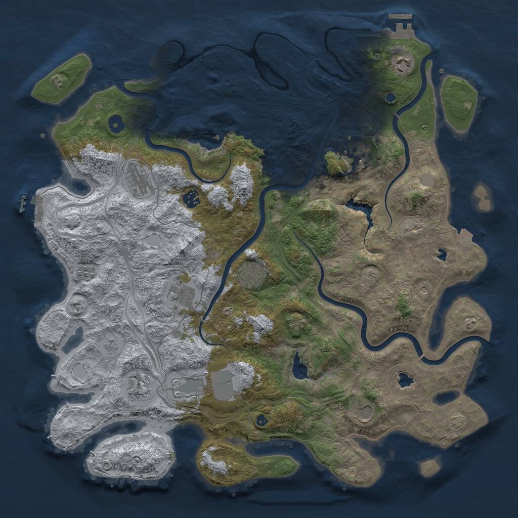 Rust Map: Procedural Map, Size: 4500, Seed: 1872858438, 16 Monuments