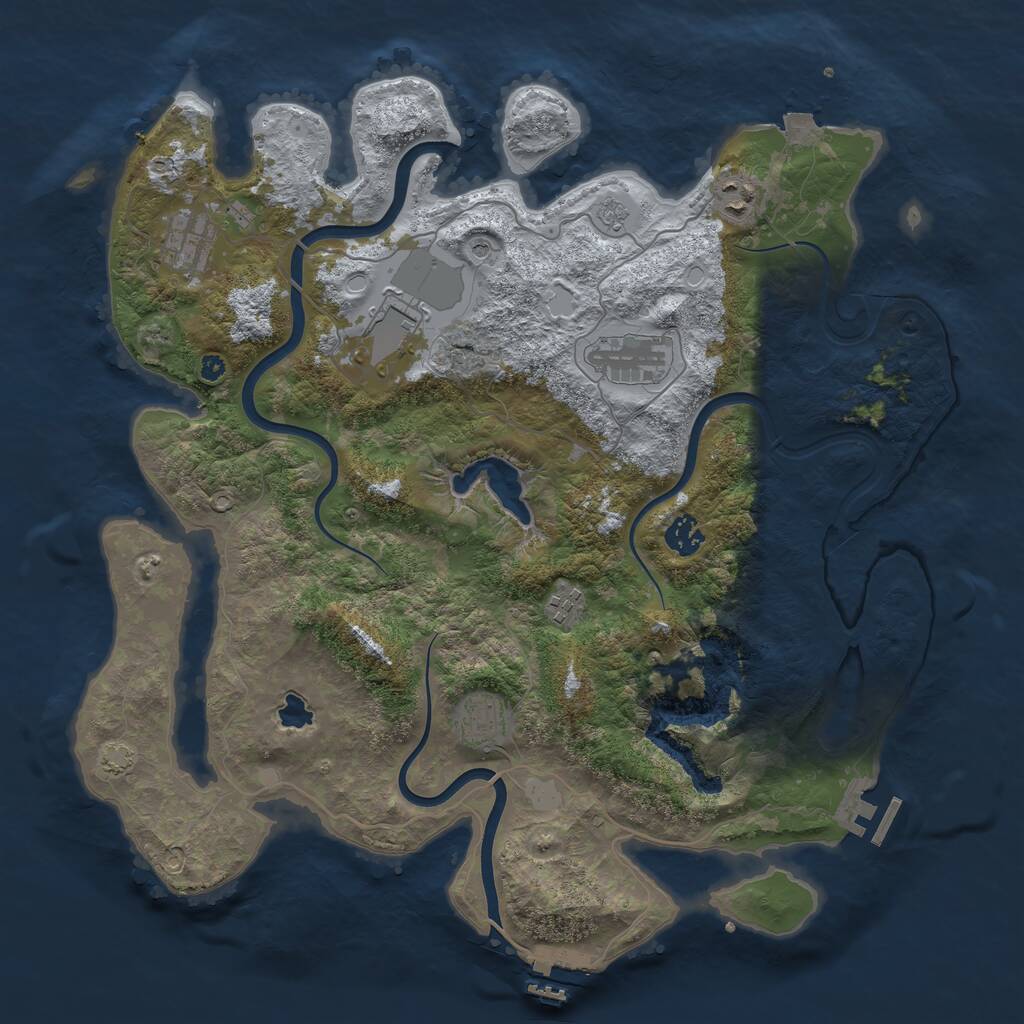 Rust Map: Procedural Map, Size: 4000, Seed: 993061680, 13 Monuments