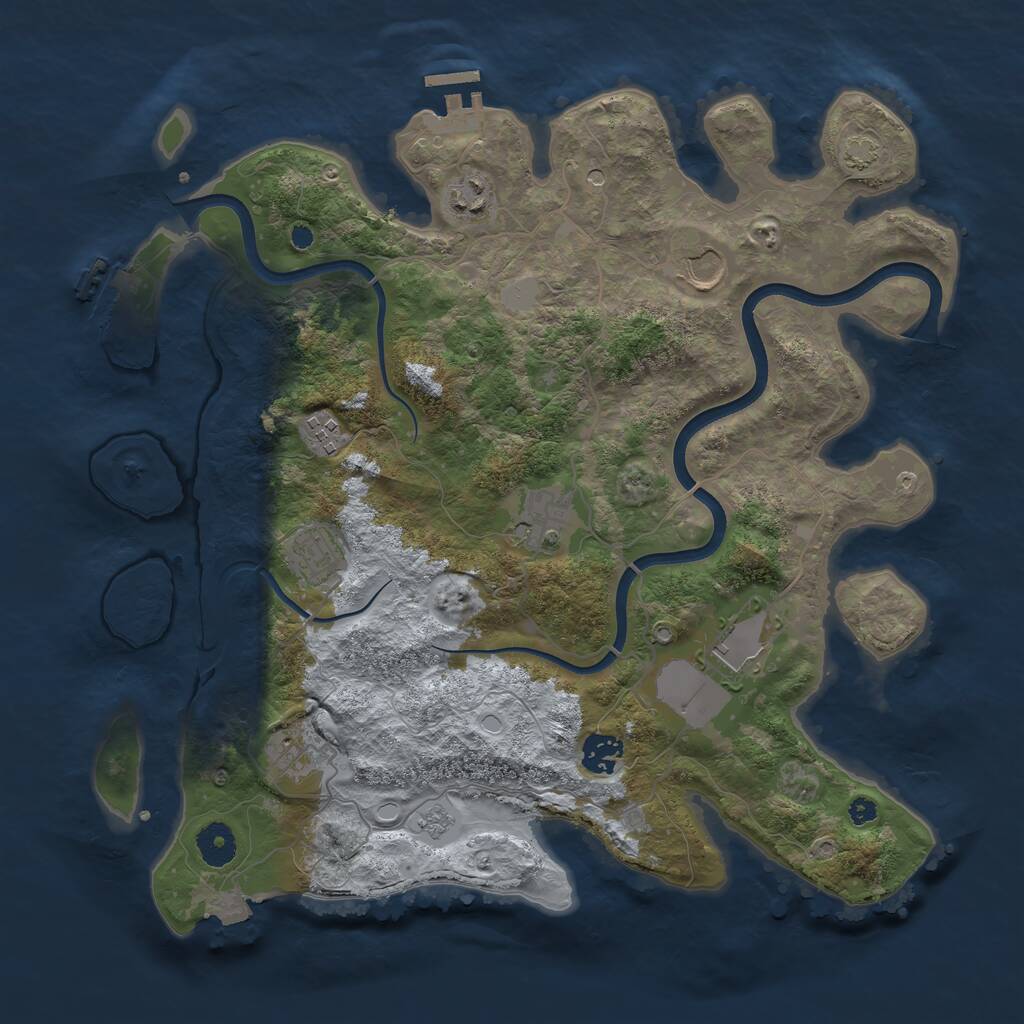 Rust Map: Procedural Map, Size: 3750, Seed: 1793755626, 14 Monuments
