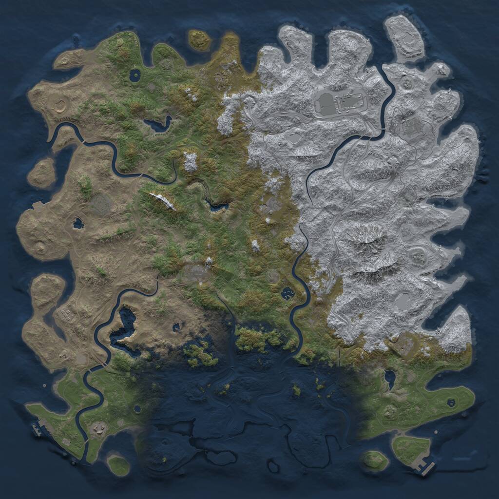 Rust Map: Procedural Map, Size: 6000, Seed: 91541, 17 Monuments