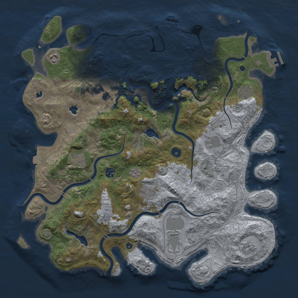 Rust Map: Procedural Map, Size: 4500, Seed: 323202160, 16 Monuments
