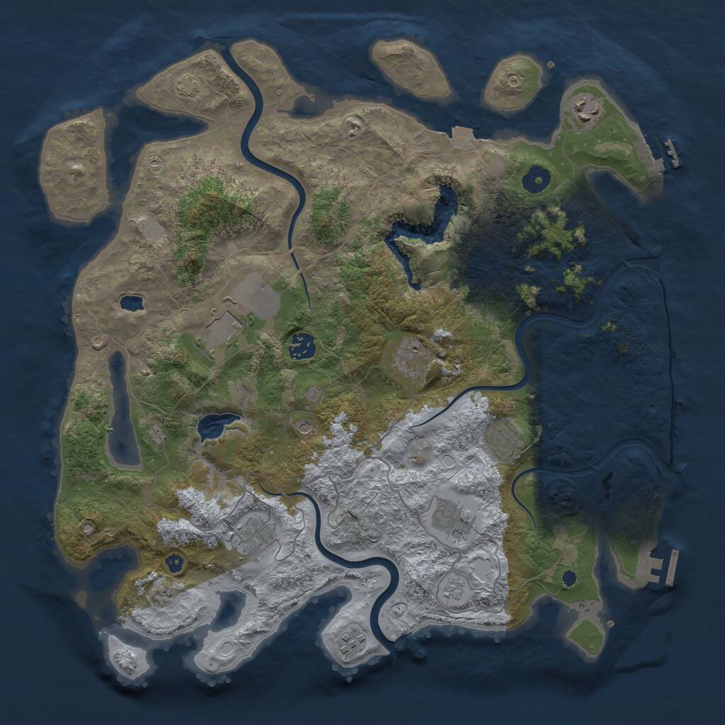 Rust Map: Procedural Map, Size: 4000, Seed: 62879543, 14 Monuments