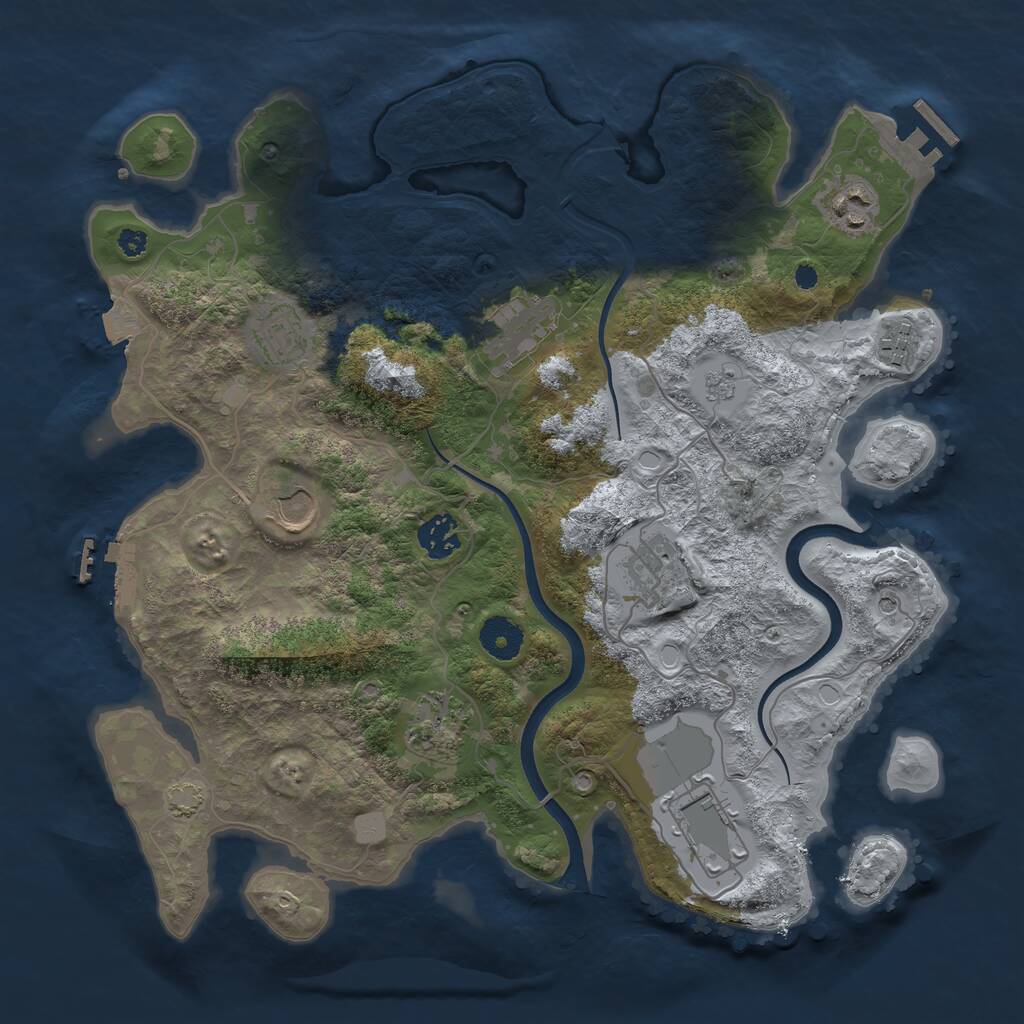 Rust Map: Procedural Map, Size: 3600, Seed: 989583657, 15 Monuments