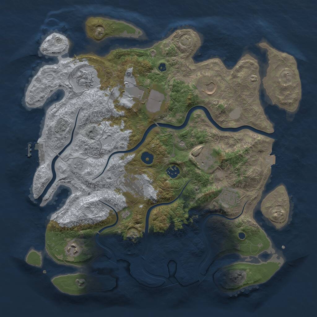 Rust Map: Procedural Map, Size: 3850, Seed: 688943, 14 Monuments