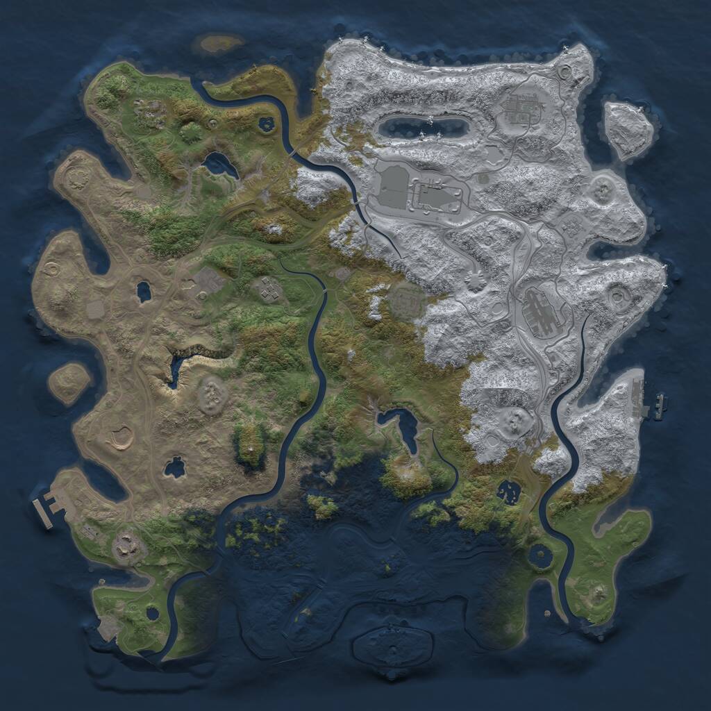 Rust Map: Procedural Map, Size: 4500, Seed: 996239, 16 Monuments
