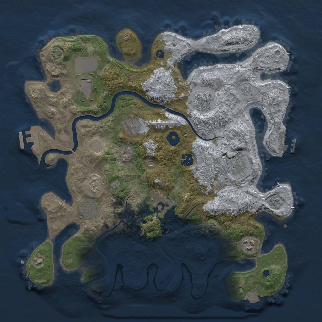 Rust Map: Procedural Map, Size: 3700, Seed: 1867664280, 15 Monuments