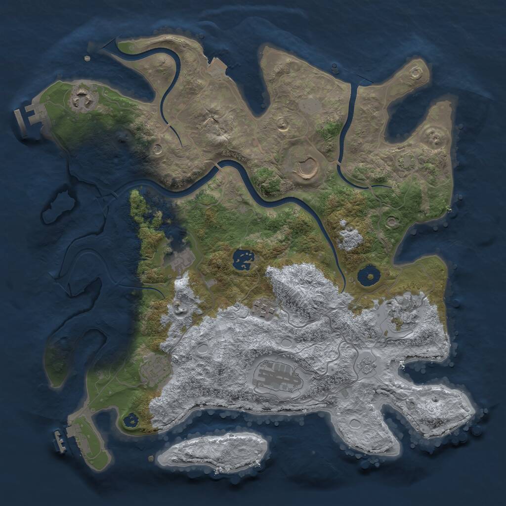 Rust Map: Procedural Map, Size: 3500, Seed: 2102980278, 14 Monuments