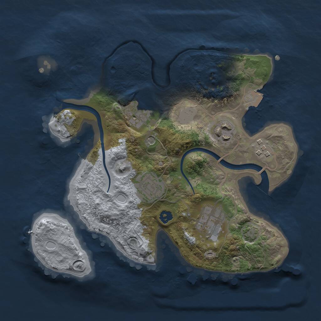Rust Map: Procedural Map, Size: 2500, Seed: 916294796, 8 Monuments