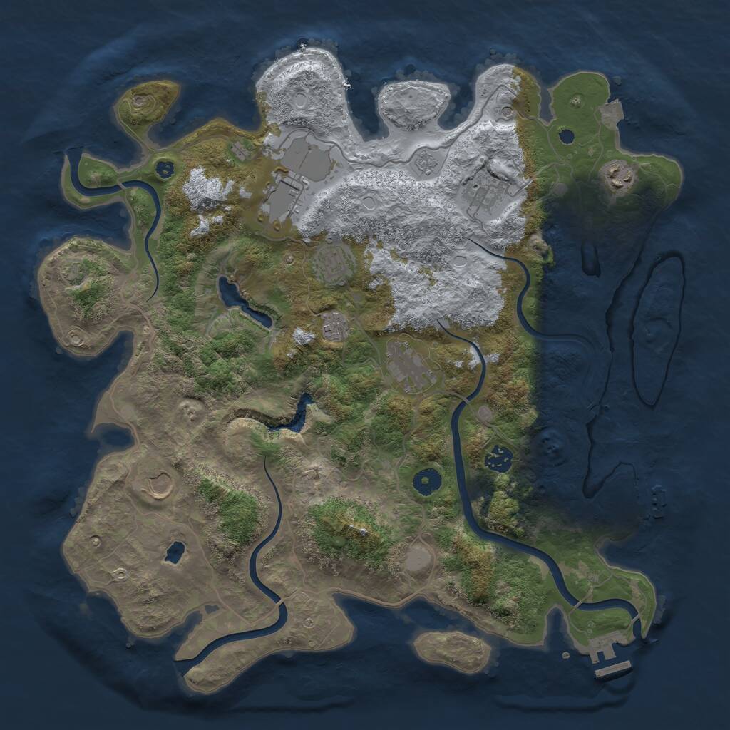 Rust Map: Procedural Map, Size: 4050, Seed: 790852874, 14 Monuments
