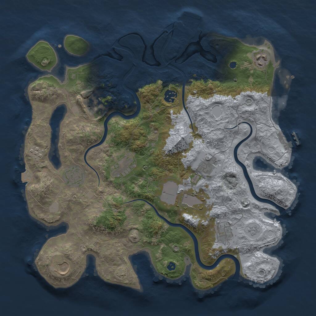 Rust Map: Procedural Map, Size: 3700, Seed: 2041018223, 16 Monuments
