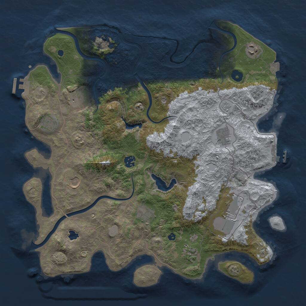 Rust Map: Procedural Map, Size: 4000, Seed: 1129501767, 16 Monuments