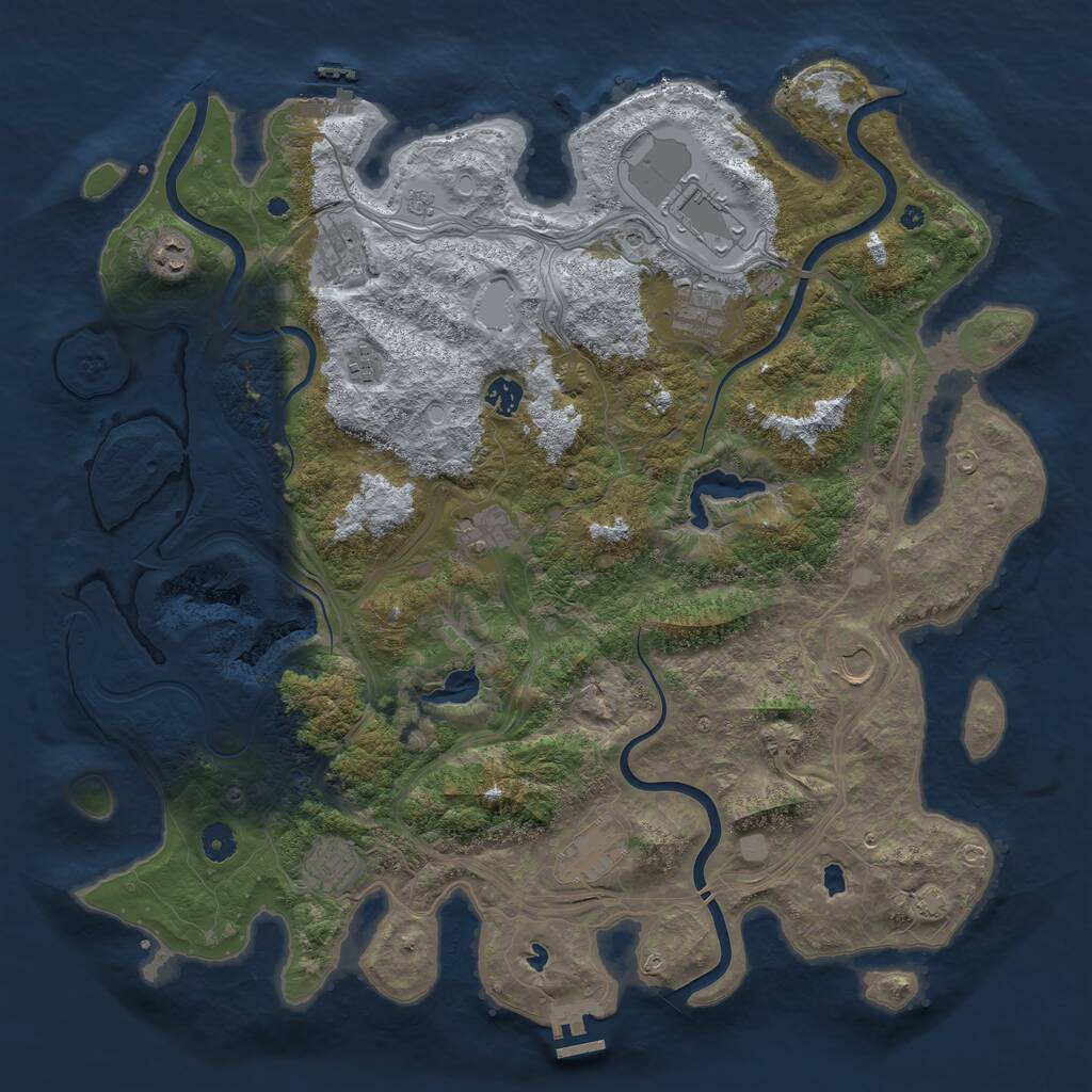 Rust Map: Procedural Map, Size: 4500, Seed: 1014, 16 Monuments