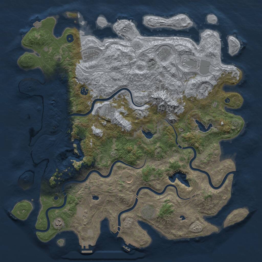 Rust Map: Procedural Map, Size: 5000, Seed: 175346739, 17 Monuments