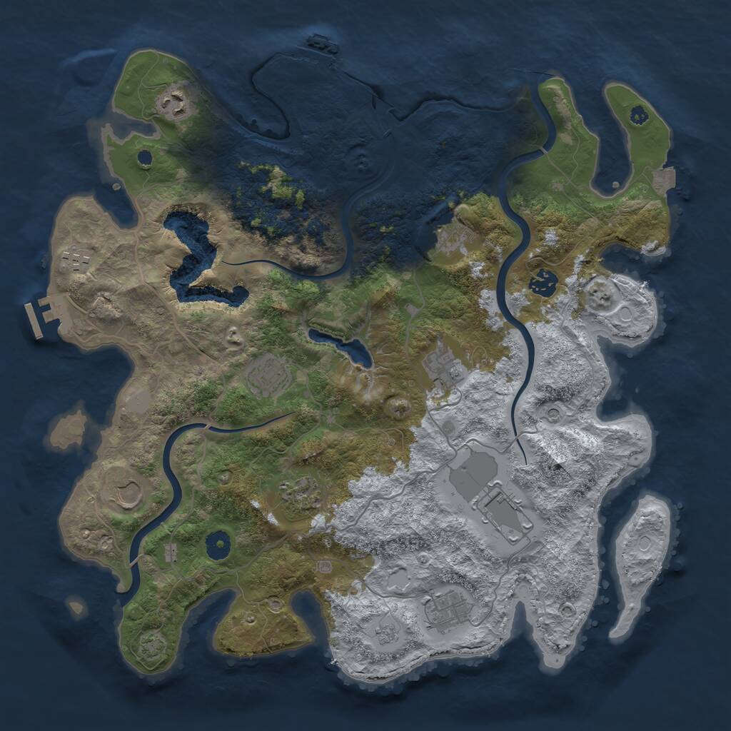 Rust Map: Procedural Map, Size: 4000, Seed: 728138384, 16 Monuments
