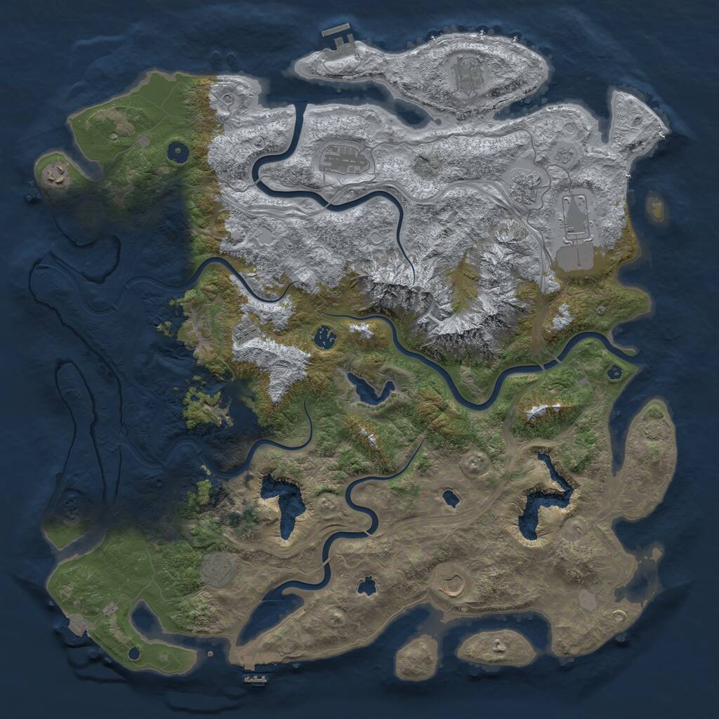 Rust Map: Procedural Map, Size: 5000, Seed: 943310789, 16 Monuments