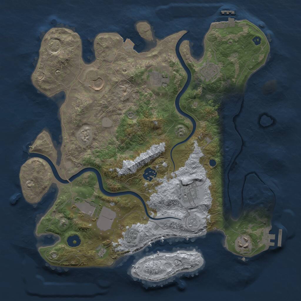 Rust Map: Procedural Map, Size: 3500, Seed: 104754013, 14 Monuments