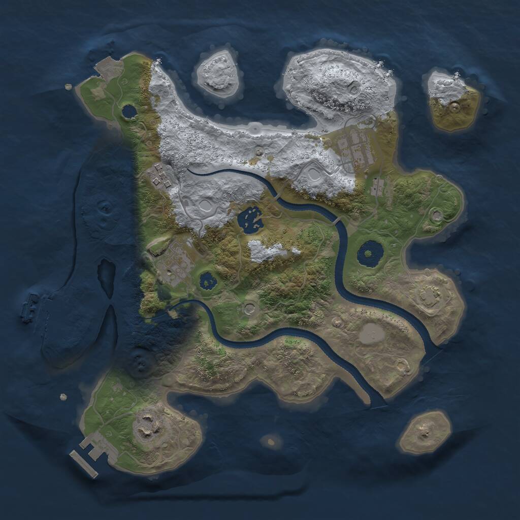 Rust Map: Procedural Map, Size: 3000, Seed: 2057456149, 10 Monuments