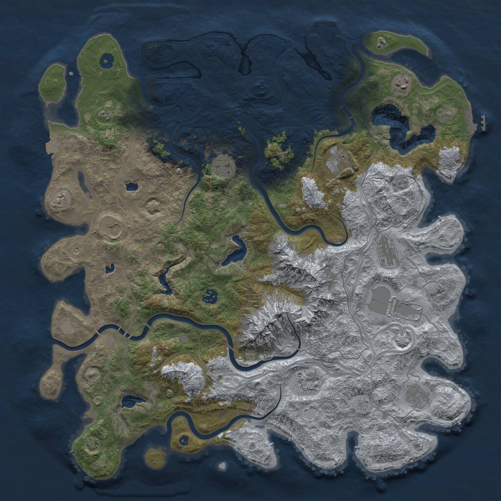 Rust Map: Procedural Map, Size: 5000, Seed: 676764165, 16 Monuments