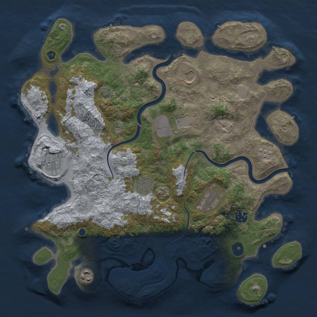Rust Map: Procedural Map, Size: 3750, Seed: 10086, 12 Monuments