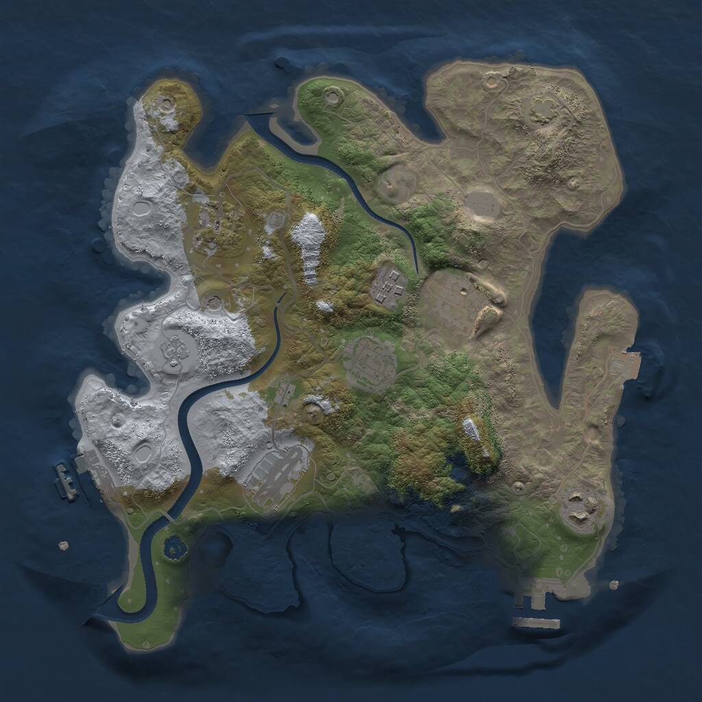 Rust Map: Procedural Map, Size: 3000, Seed: 74828, 12 Monuments