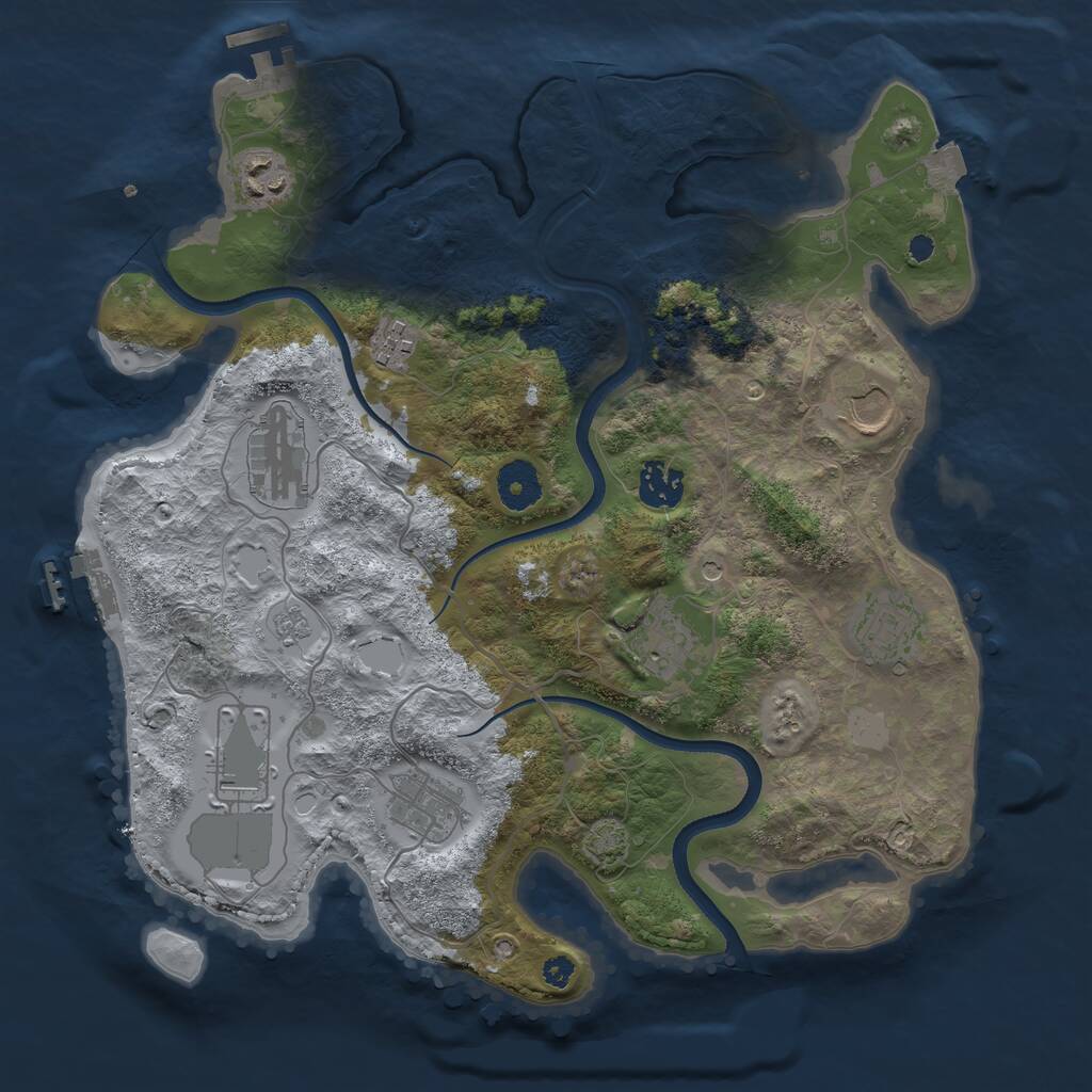 Rust Map: Procedural Map, Size: 3500, Seed: 613612, 15 Monuments