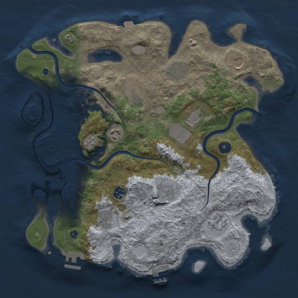 Rust Map: Procedural Map, Size: 3700, Seed: 78486550, 16 Monuments