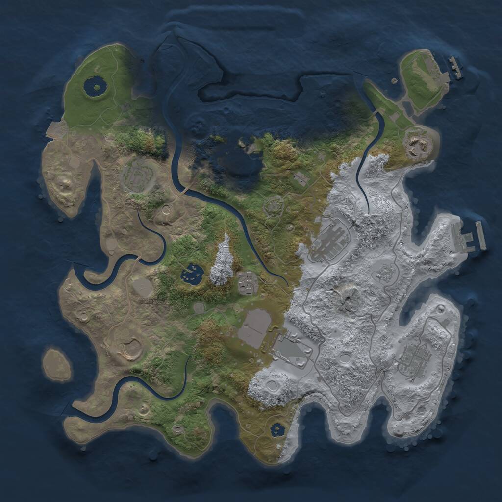 Rust Map: Procedural Map, Size: 3500, Seed: 1483242784, 15 Monuments