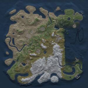 Thumbnail Rust Map: Procedural Map, Size: 4500, Seed: 638176545, 17 Monuments