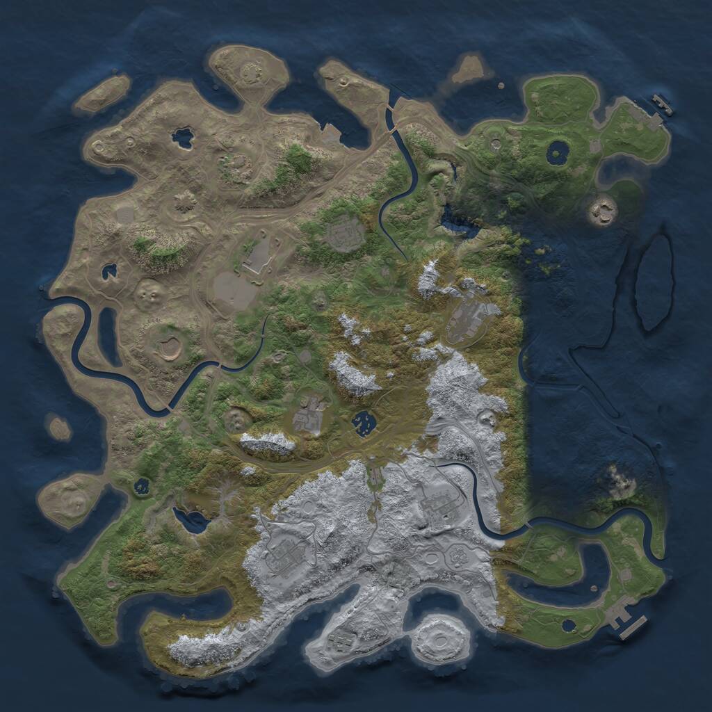 Rust Map: Procedural Map, Size: 4500, Seed: 638176545, 17 Monuments