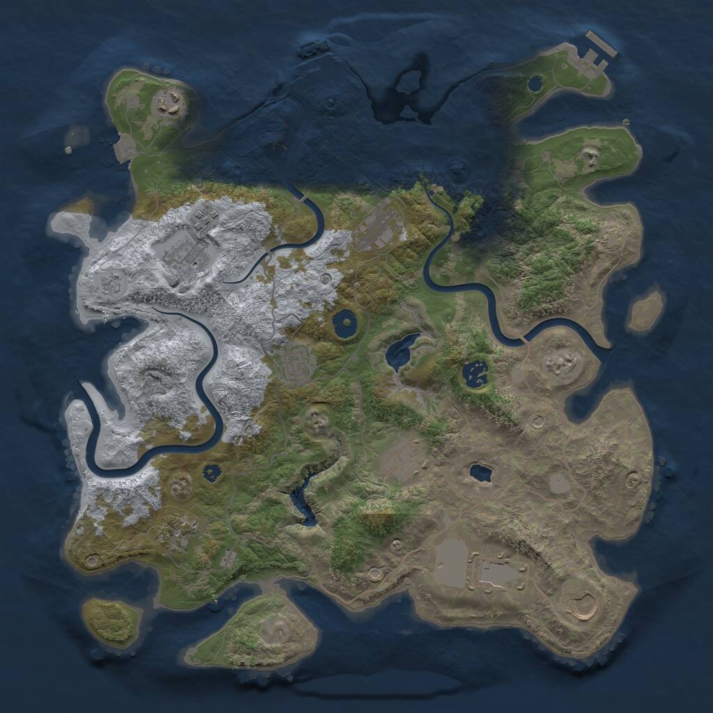 Rust Map: Procedural Map, Size: 4000, Seed: 2069532675, 16 Monuments