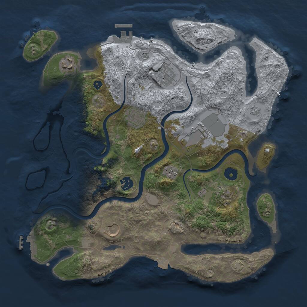 Rust Map: Procedural Map, Size: 3500, Seed: 1819371416, 14 Monuments
