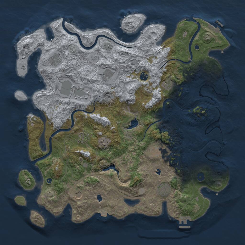 Rust Map: Procedural Map, Size: 4500, Seed: 355130323, 17 Monuments