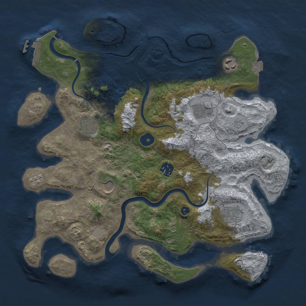 Rust Map: Procedural Map, Size: 3500, Seed: 222795, 12 Monuments