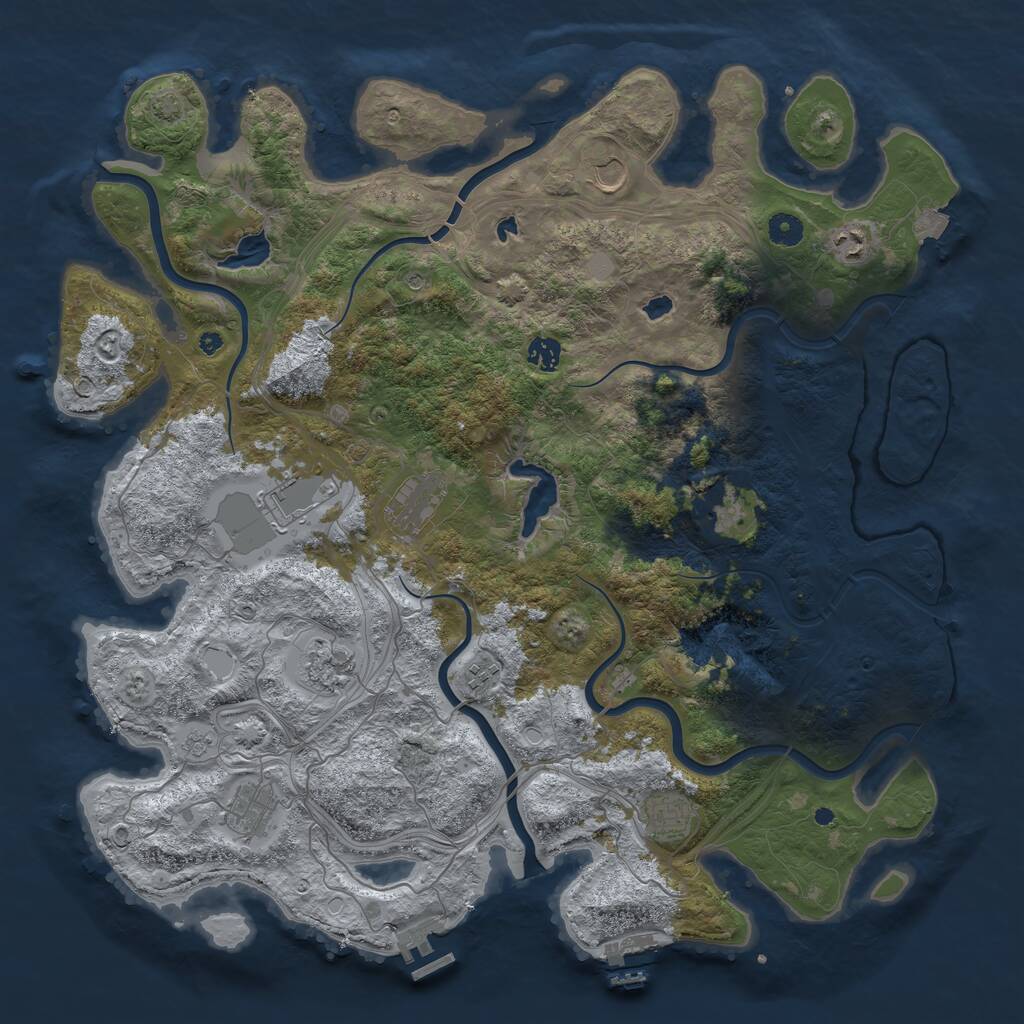 Rust Map: Procedural Map, Size: 4500, Seed: 381656264, 16 Monuments