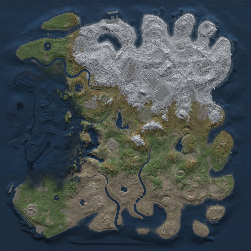 Rust Map: Procedural Map, Size: 4500, Seed: 529350964, 17 Monuments