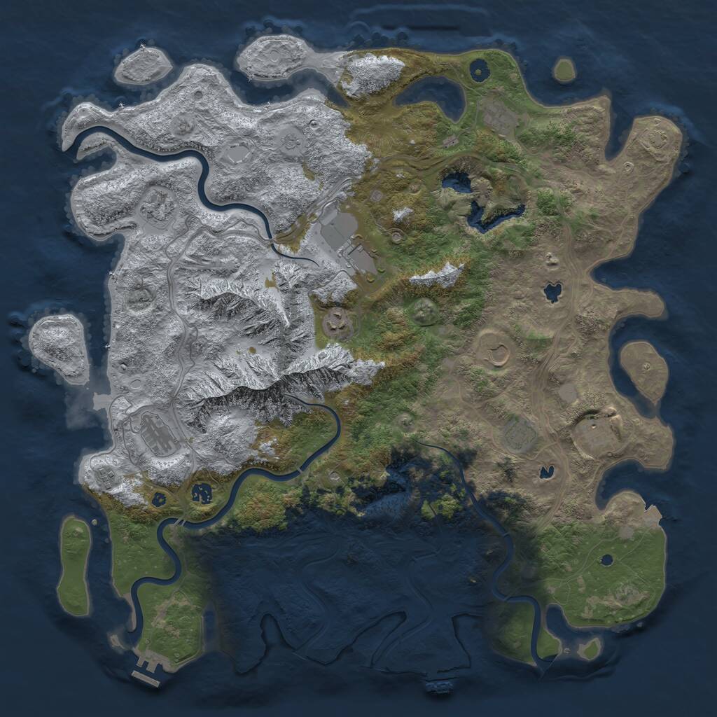 Rust Map: Procedural Map, Size: 5000, Seed: 9042026, 16 Monuments