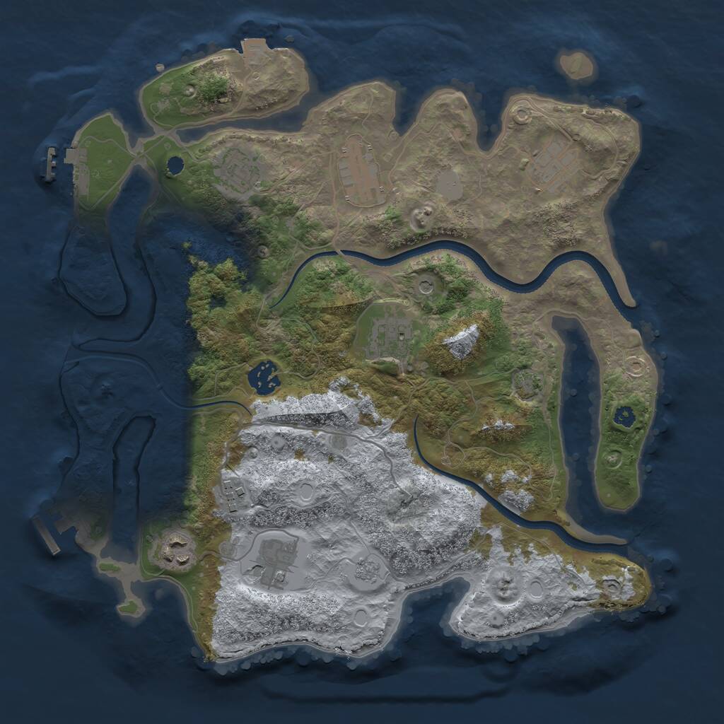 Rust Map: Procedural Map, Size: 3400, Seed: 888888, 14 Monuments
