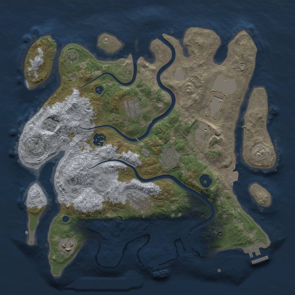 Rust Map: Procedural Map, Size: 3500, Seed: 229843198, 14 Monuments
