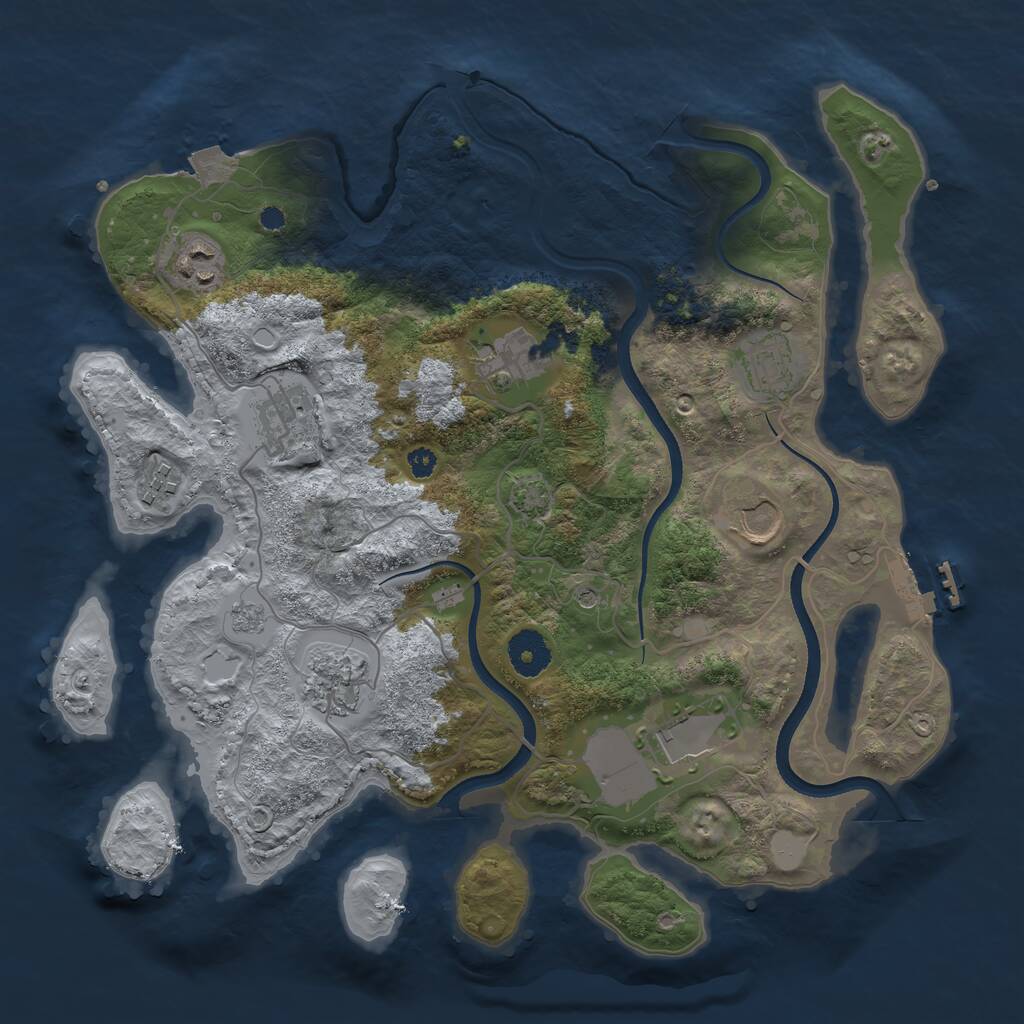 Rust Map: Procedural Map, Size: 3500, Seed: 1263888209, 13 Monuments