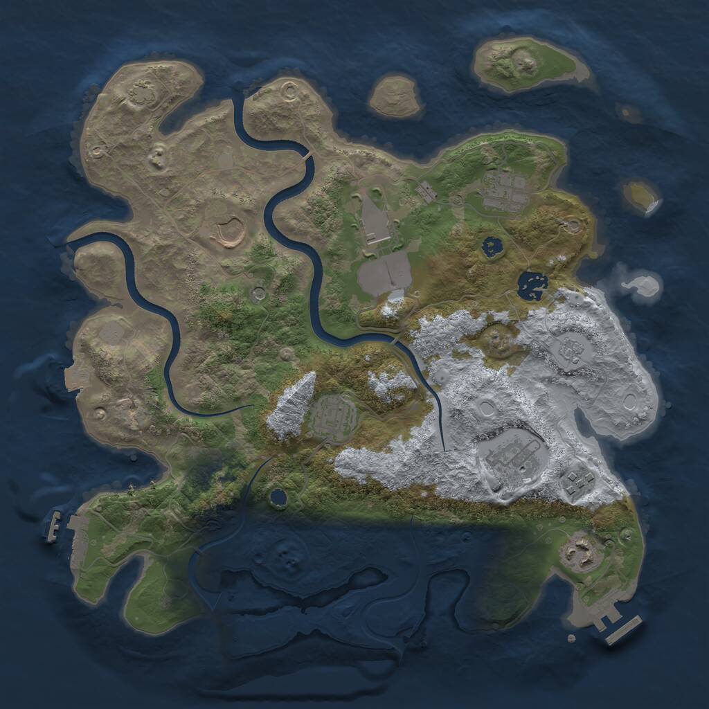 Rust Map: Procedural Map, Size: 3500, Seed: 1321706416, 14 Monuments