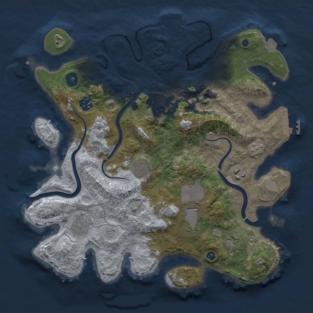 Rust Map: Procedural Map, Size: 3500, Seed: 1947218805, 14 Monuments