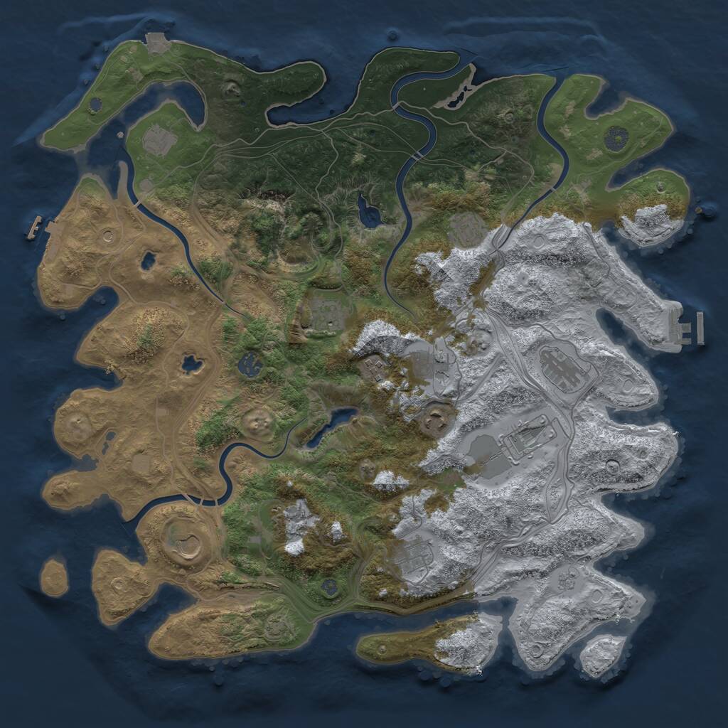 Rust Map: Procedural Map, Size: 4500, Seed: 275554995, 19 Monuments