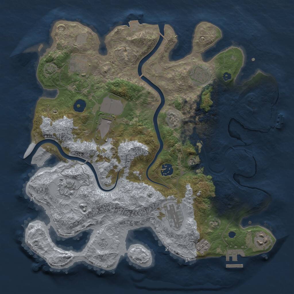 Rust Map: Procedural Map, Size: 3500, Seed: 1444992865, 14 Monuments
