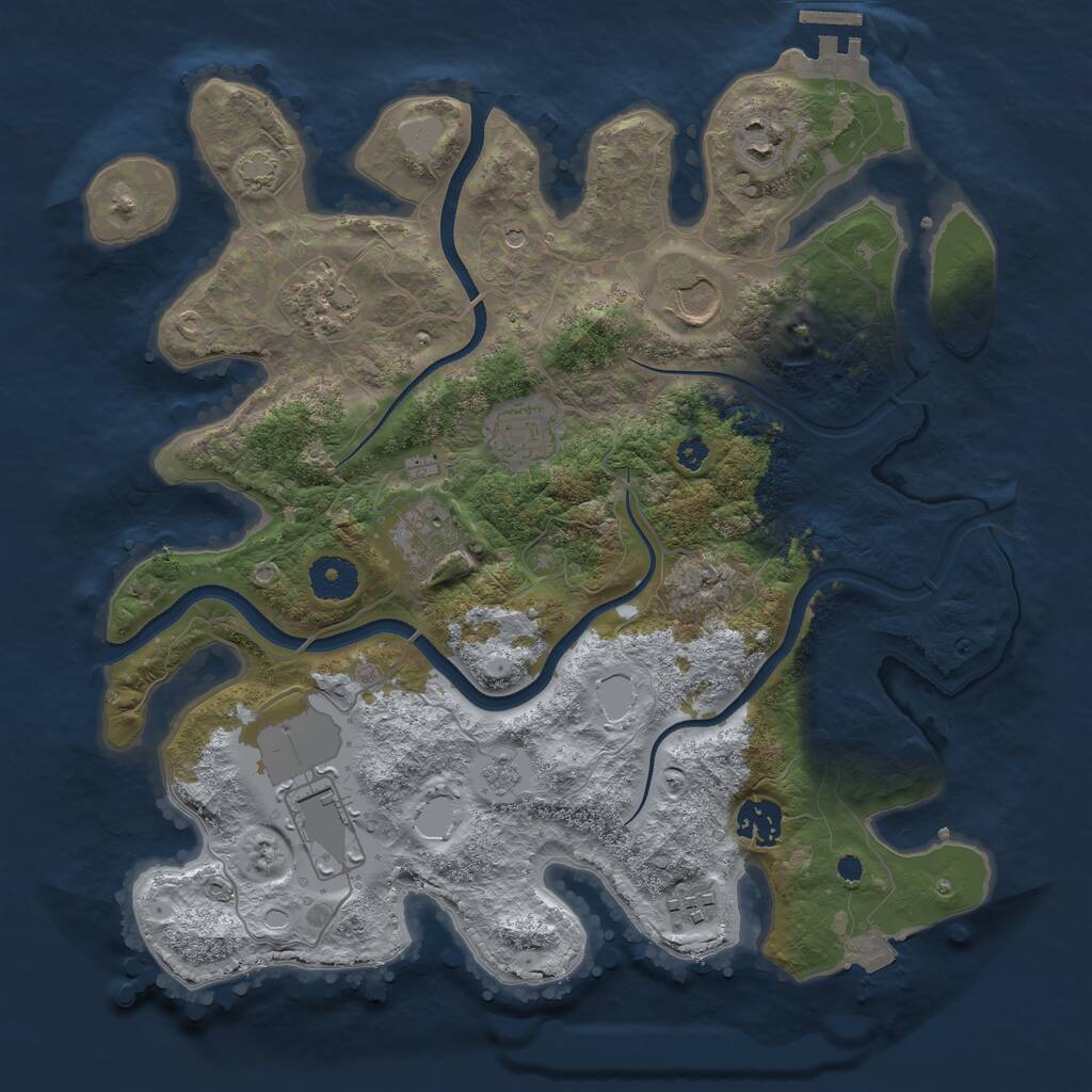 Rust Map: Procedural Map, Size: 3500, Seed: 573680, 13 Monuments