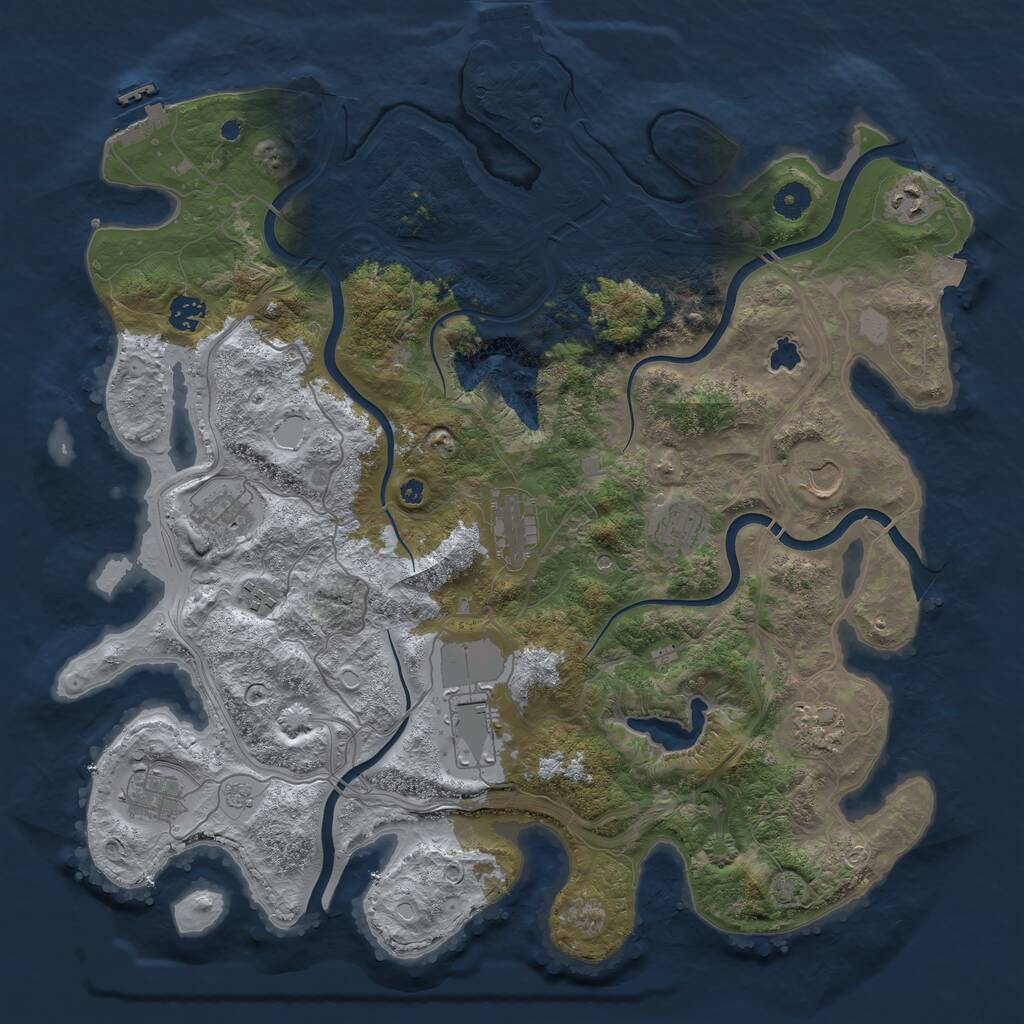 Rust Map: Procedural Map, Size: 4250, Seed: 757033, 16 Monuments