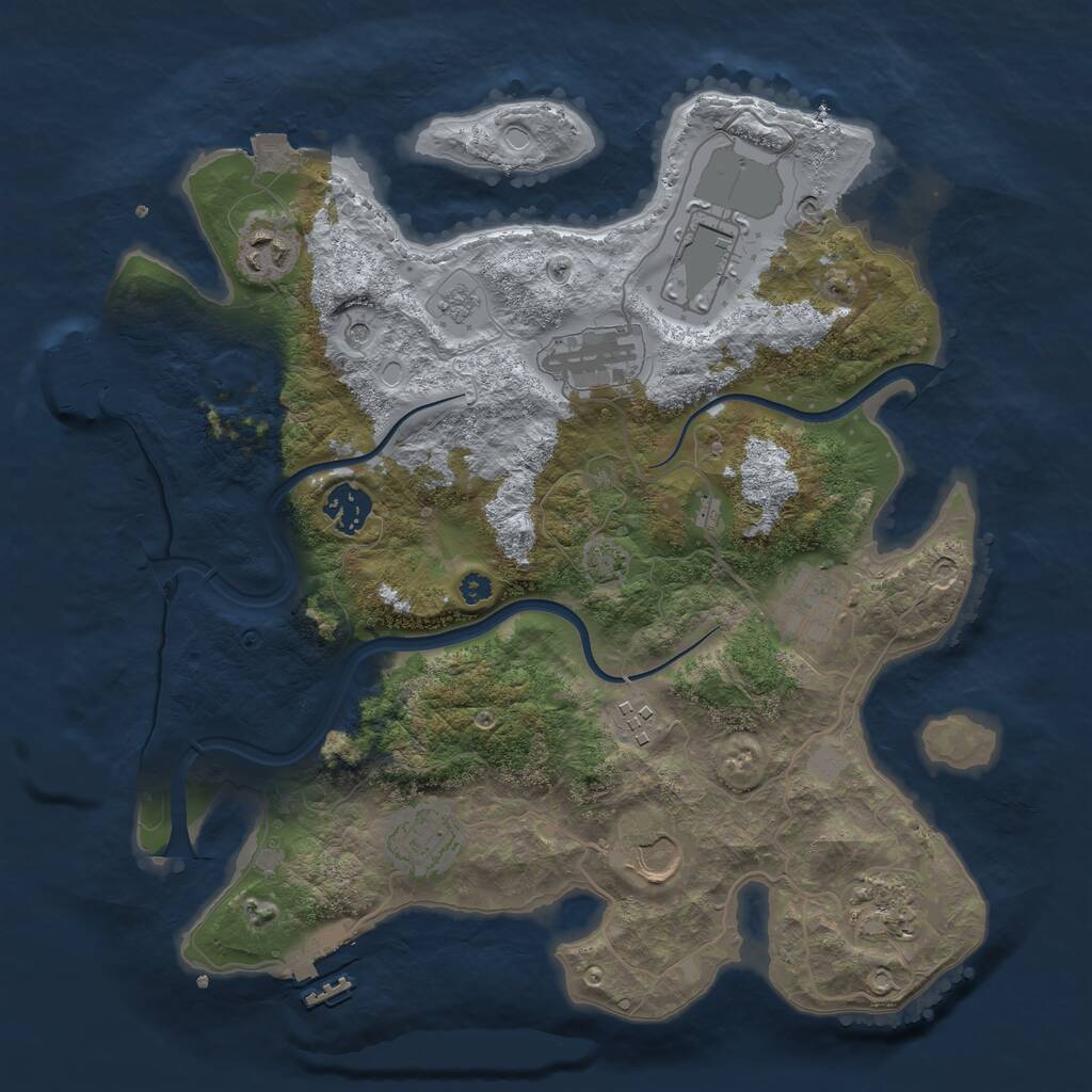 Rust Map: Procedural Map, Size: 3500, Seed: 435654, 15 Monuments