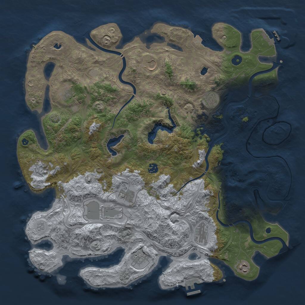 Rust Map: Procedural Map, Size: 4500, Seed: 599473896, 17 Monuments